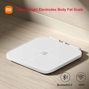 コントロールオリジナルXiaomi 8電極ボディ脂肪スケールデュアルバンド心拍数検出wifi Bluetooth 5.0リモートコントロール150kgマックス