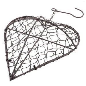 Decorative Flowers Strawberry Decor Heart Shape Hanging Basket Metal Frame Pot Iron Wire Wreath Wrought