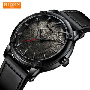 Biden Baideng Mens Watch Leather Strap Waterproof Watch Quartz Watch