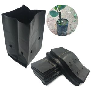 Zestawy 100pcs PE czarne plastikowe torby szkółek Rośliny uprawy garnki sadzonki torba uprawna z otworami do zapasów ogrodowych