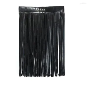 Skirts Womens High Waist Faux Leather Tassels Skirt For Body Harness Punk Party Clubwea