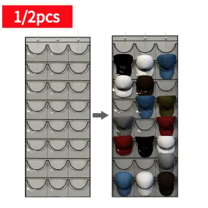 Snapbacks 1/2st 24Grid Pocket Lagringsfickor Väggdörr hängande Organiser Baseball Cap Holder Rack Hat Rack Key Sortering Väskor Hatthållare