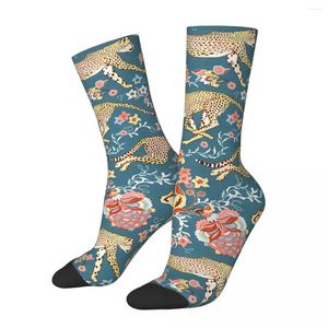 Мужские носки из ситца с гепардом красочный и эксцентричный кавайный шопинг с мультяшным узором