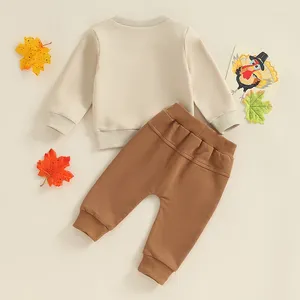 Giyim Setleri Toddler Bebek Erkek Şükran Günü Kıyafetleri Türkiye Mektubu Baskı Uzun Kollu Kazak Sweatshirt Top Jogger Pants Seti