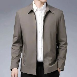 Dois bolsos com zíper lateral jaqueta masculina elegante lapela midaged elegante clre ajuste reto macio para formal 240226