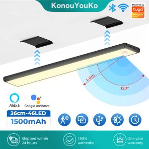 Control Tuya Wifi Smart Led Light Rechargeable Kitchen Lighting Infrared PIR Motion Sensor Led Night Light App Voice For Alexa Google