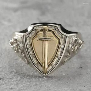 Cluster Rings Signet Ring Retro Armor Shield Sword Knight Templar Crusade Cross Medieval Vintage Men Amulet Jewelry