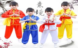 Chinese Traditional Mascot Costume Children Kids Wushu Suit Kung Fu Tai Chi Uniform Martial Arts Performance Exercise Clothes Stag7249049