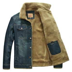 Herren Denim Jacke Fleece Dicke Winter Warme Windjacke Casual Multi-taschen Outwear Jeans Mantel Streetwear Männliche Cowboy Kleidung 240222