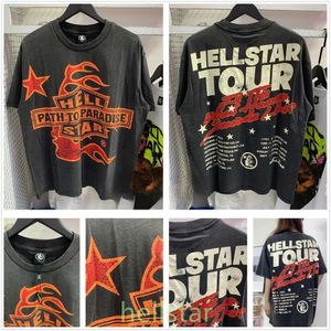 Hellstar Designer Herren T -Shirts Designer Frauen Kleidung Mode gewaschene Stoff Street Graffiti Brieffolie Druck Vintage Lose Plus Size Hip Hop Street T T.