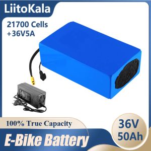 Liitokala 36v 50ah bateria de bicicleta elétrica embutida 30a bms bateria de lítio 36 volts 5a carregamento ebike bateria + carregador