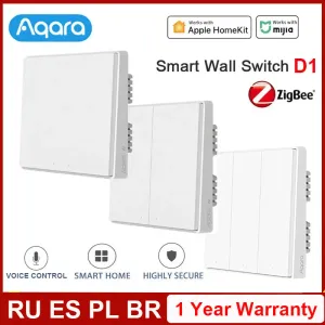 Controle aqara d1 interruptor de parede inteligente zigbee sem fio chave luz controle remoto linha zero interruptor fio fogo com/sem neutro para xiaomi mijia