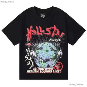 TOP HELLSTAR T -shirt Designer T Shirts Graphic Tee Clothing Clothes Hipster Washed Fabric Street Graffiti Bokstäver Folie Print Vintage Black Löst passande plus 622