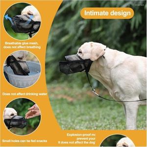 Dog Collars Leashes Lightweight Muzzle Adjustable Breathable Mesh With Front Opening Design For Comfortable Secure Fit Drop Delivery H Otobv