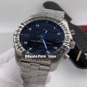 Yeni Havacılık Profesyonel Exospace EB5510H2 BE79 181E Siyah Dial Quartz Erkekler İzle Elektronik Analog LCD Dijital Ekran SS Ste2954