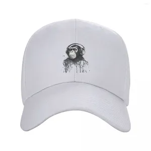 Cappellini da baseball Scimpanzé che indossano le cuffie per ascoltare musica Cappellini da baseball Cosplay Cappelli da uomo e da donna
