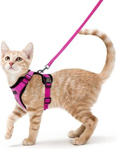 Leads ATUBAN Cat Harness and Leash Set Stylish Escape Proof Cat Vest Harness Adjustable Breathable Pet Harness with Reflective Trim