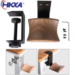 Accessories HKXA Wooden Headphones Stand Holder Aluminum Alloy Desk Lock Clip Headphones Bracket Easy Install Headset Display Hanger