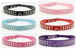 personalized Length Suede Skin Jeweled Rhinestones Pet Dog Collars Three Rows Sparkly Crystal Diamonds Studded Puppy Dog Collar3930492