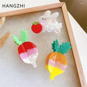 Grampos de cabelo Hangzhi bonito acetato colorido cenoura coelho para mulheres crianças vegetal animal garra hairpin headdress