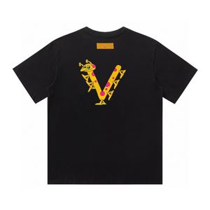 24SS USA漫画アリグラジエントレタープリントティーメンTシャツ春夏女性ストリートスケートボードカジュアルコットンTシャツ0302