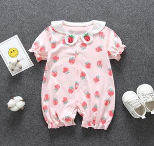 Vendita al dettaglio di nuovi neonati maschi vestiti carino fragola pagliaccetto cotone di alta qualità un pezzo tuta neonata vestire5178455