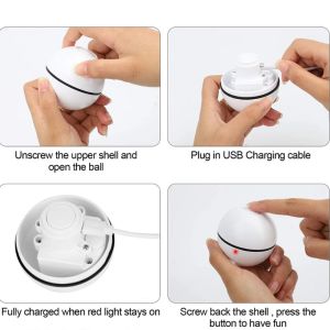 Toys 360°Interactive Pet LED Glowing Motion Ball Toy USB Charging Cat Kitten Dog Playing Rolling Flash Ball Automatic Rotating Toy