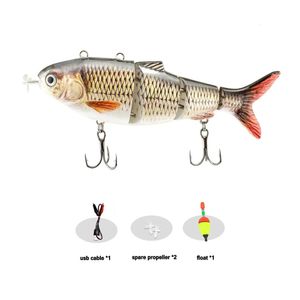 Lure Robotic Swimming Lure USB RECHARGABLE LED Light Multi Jointed Swimbait Inteli Självdrivande elektrisk fiske tackling 240223