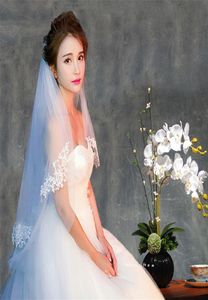 Incredibili veli da sposa morbidi in stock Uno strato lunghezza punta delle dita bordo tagliato velo da sposa bianco avorio champagne nero giallo rosso viola 5326385