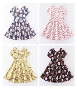Girlymax Летняя детская одежда для маленьких девочек Молочное шелковое платье длиной до колена Софтбол Бейсбольный сезон Детская одежда с короткими рукавами 22103038