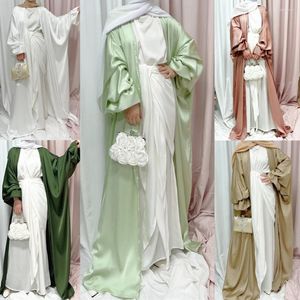 Ubranie etniczne Ramadan satyna otwarta Abaya muzułmańskie kobiety hidżab sukienka islamska Jalabiya Eid Kimono Cardigan Robe Kaftan Suknia kaftan kaftan vestidos