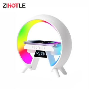 Alto-falantes Zihotle sem fio Bluetooth Carregando alto-falantes LED lâmpada de mesa despertador usb microfone regulável rgb luz noturna para vida inteligente