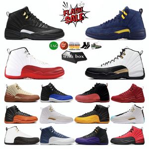 Sapatos de basquete 12s homens 12 twist grind gripe jogo universidade ouro gama azul escuro concord realeza índigo real táxi francês doernbecher homem tênis tamanho 40-47