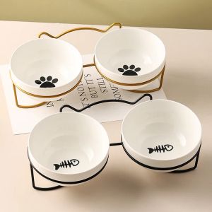 供給Poursweet Pet Cat Bowl Ceramic 500ml水フィーダー食品給餌皿ディスペンサー飼育スタンド子猫子犬の金属高さボウル