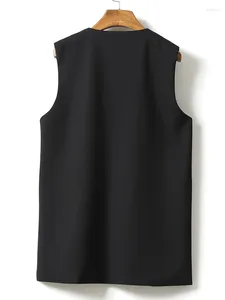 Kvinnors västar singel svart knapp ytterkläder väst v-hals linje dekoration korta rockar kvinnliga modekläder sommar