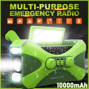 Rádio multifuncional solar manivela rádio fm am noaa tempo rádio 10000mah carregamento usb rádios de emergência led lanterna power bank