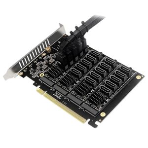 Computerkabelanschlüsse S Pci-E Sata-Karte Pcie X16 Nvme M.2 Raid-Array-Erweiterung auf 20-Port-Adapter Jmb585 Chip Drop Delivery Compu Otooa