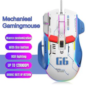 Ratos mouse g6 o terceiro exame simulado programação de mouse mecânico rgb dazzle luminescente desktop computador notebook jogo de vídeo