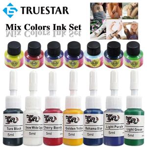 Tillgängliga tatueringsfärger kit 5 ml/flasktatuering blandar färger pigment professionell tatuering naturliga växtpigment permanent makeup tatuering bläck set