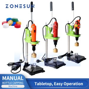 Processorer Zonesun Semiautomatic Bottle Capping Machine ZSXG80W Juice Aluminium Nail Polish Bottle Caps Screwer