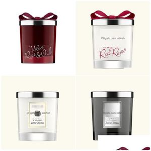 Velas Velas Luxos Designer Vela Perfumada Homem Mulheres Inglês Pêra Red Rose Fragrância Quarto Desodorante Drop Delivery Home Garden Dh Dhhpl