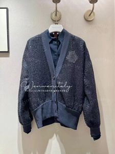 Brunello Cuccinelli Womensジャケットダークブルーポリエステルパースペクティブグリッド秋と春にカーディガンが並んでカーディガン