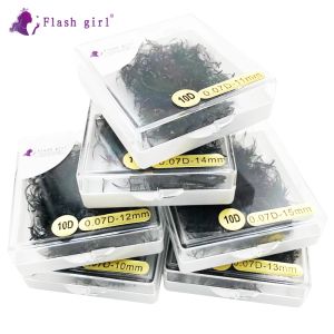 Ögonfransar Flash Girl Makeup Short STEM Premade Fans 1000 fans i en låda 10d 0,07 C D Privatetikett Ryssland Volym Lashes Bulk Lashes