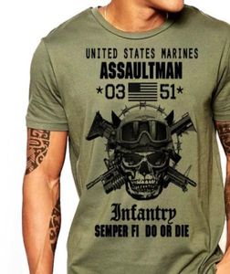 ABD Deniz Piyadeleri Assaultman T Shirt Erkekler MOS 0351 USMC Ordusu Kısa Kollu Gündelik Tee ABD Plus S3XL CX2006167117367