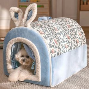 Mats Pet Dog Bed Przytulna mata kota Wyjmowana prania pensa psa dom gniazdo ciepło zima głęboki namiot snu dla małych, średnich psów zwierząt domowych