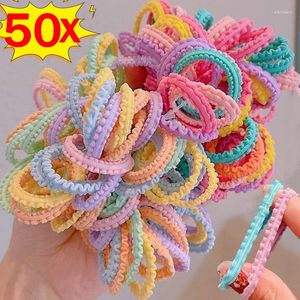 Hårtillbehör 50/5st Färgglada blomsterband Girls Kids Elastic Rubber Band pannband SCRUNCHIE ROPE HAONTAIL Holders