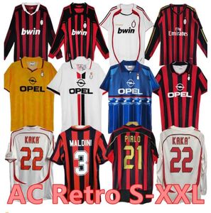 90 91レトロシャツサッカージャージ95 96 97ガリット01 02 03 12 14 15 Maldini Van Basten Football Kaka Inzaghi 06 07 Pirlo Shevchenko Baggio AC Milans Jersey