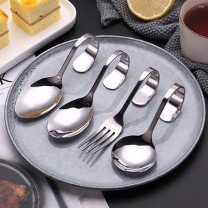 Forks 6 Pcs Dessert Spoon Stainless Steel Curved Handle Child Mini Meatballs Rice Scoops