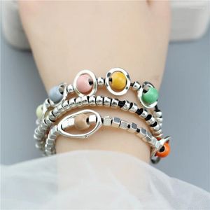 Charmarmband Anslow Fashion Jewelry Colorful Sale Ceramic Beads Top Quality Antique Silver Plated Leather Armband Christmas