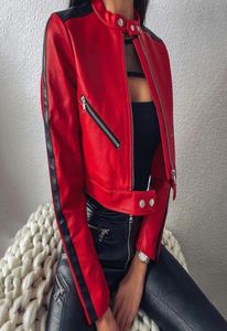 Umeko Neue Herbst Zipper Motorrad Jacke Frauen Kurze Faux Weiche Leder Jacke Schwarz Rot Leder Jacke Damen Grundlegende Straße Mantel 21964735